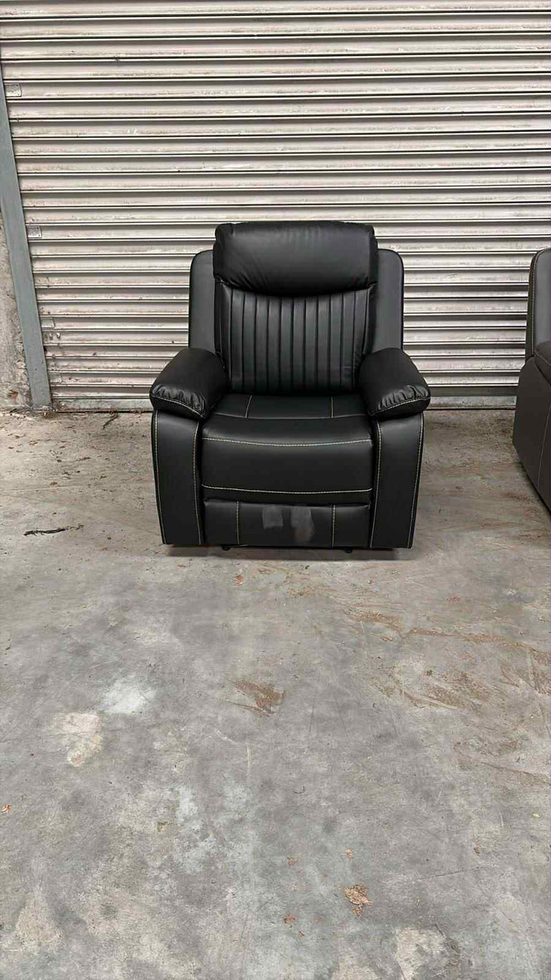 3+2 Barkley Black Leather Recliner Sofa Range