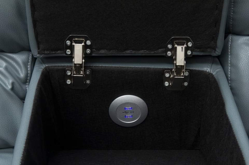 Vegas Grey Leather Electric Corner Sofa