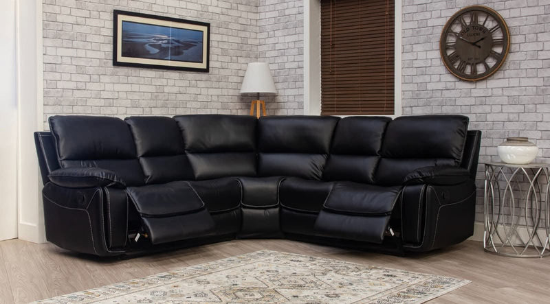 Oxford Black Leather Corner Recliner