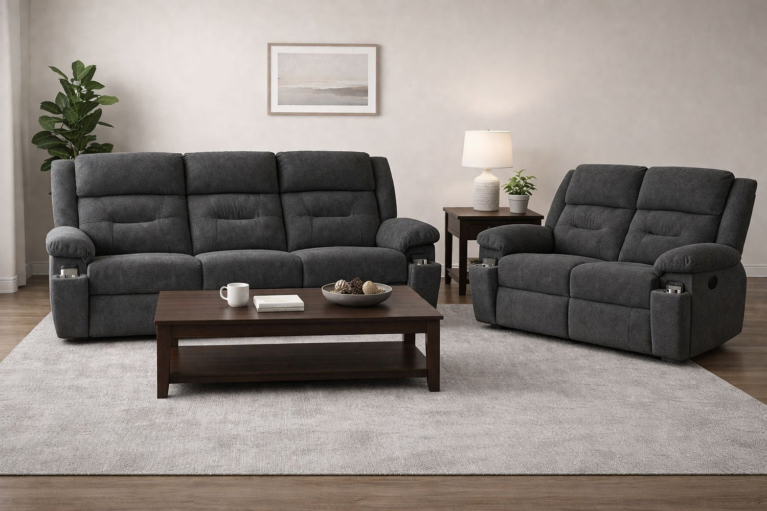 3+2 Montana Grey Fabric Recliner Range