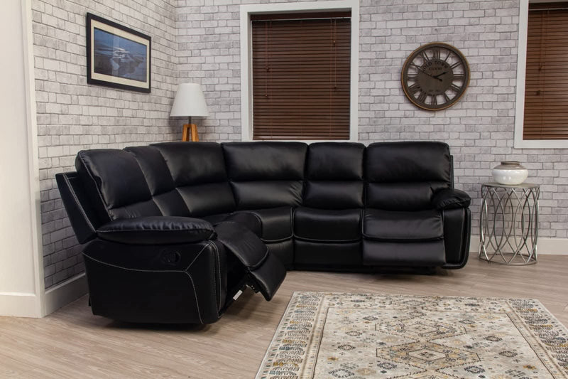 Oxford Black Leather Corner Recliner