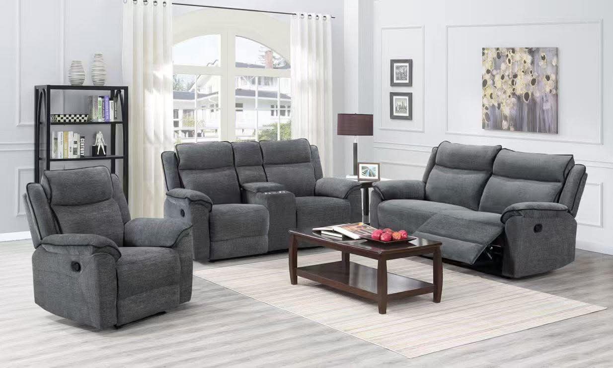 3+1+1 Darcy Grey Fabric Sofa Recliner Range