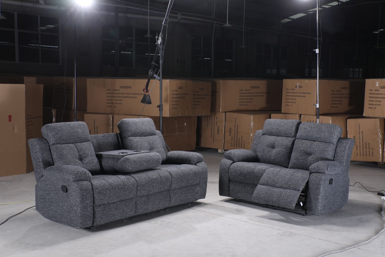3+2 Belmont Grey Fabric Recliner Sofa Range