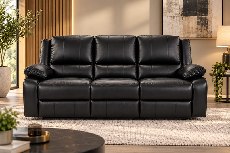 Black Titan Leather Recliner Sofa Range