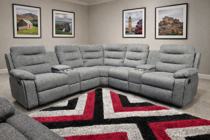 Valencia Light Grey Fabric Corner Recliner