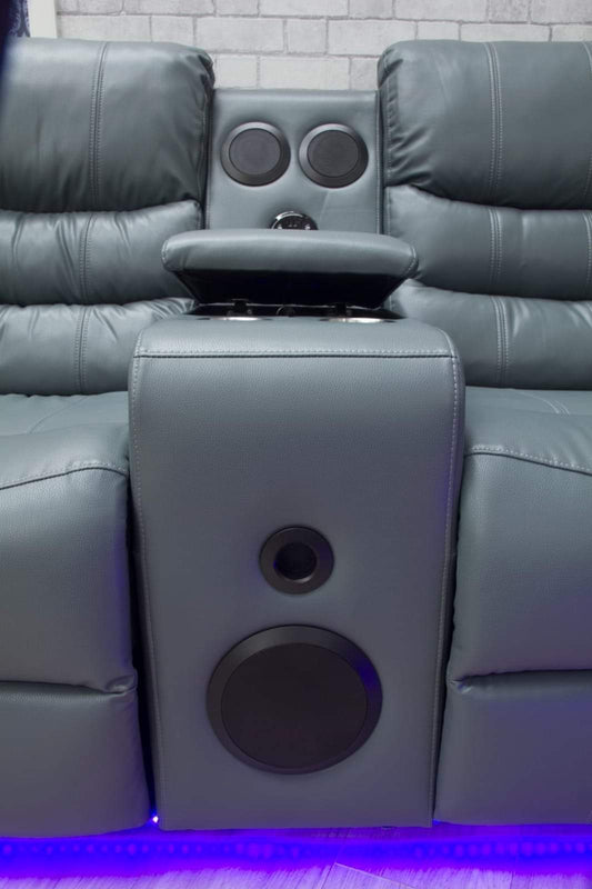 Vegas Grey Leather Electric Corner Sofa