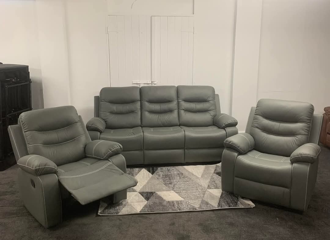 3+1+1 Meadow Grey Easy Clean Fabric Recliner Sofa Range