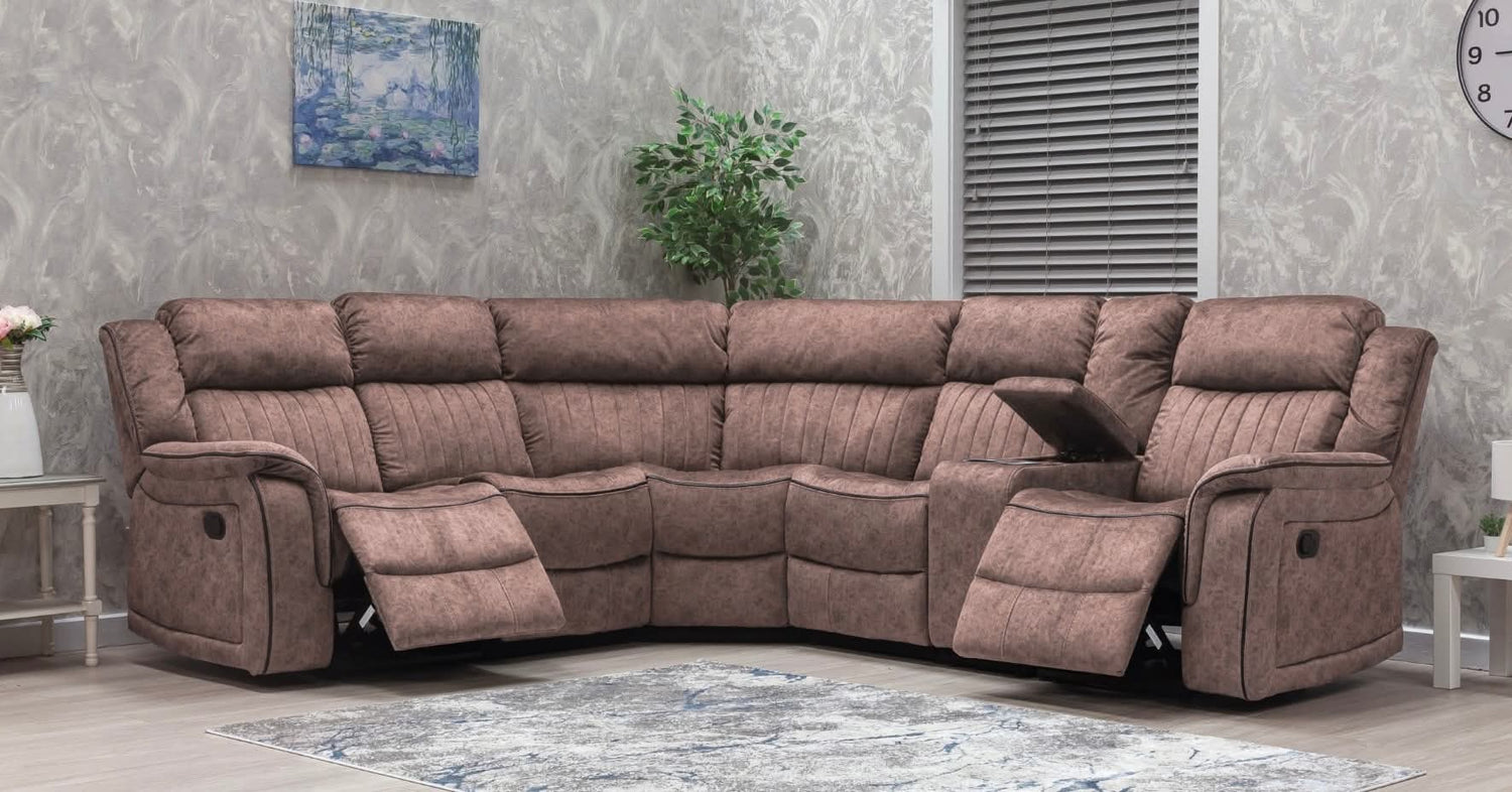 Gresham Sand Fabric Corner Recliner Sofa