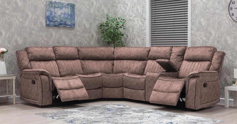Gresham Sand Fabric Corner Recliner Sofa