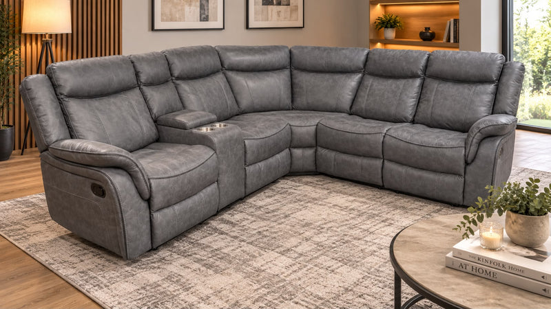 Stanley Grey Fabric Corner Recliner Sofa