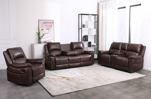 3+1+1 Norman Brown Fabric Recliner Sofa Range