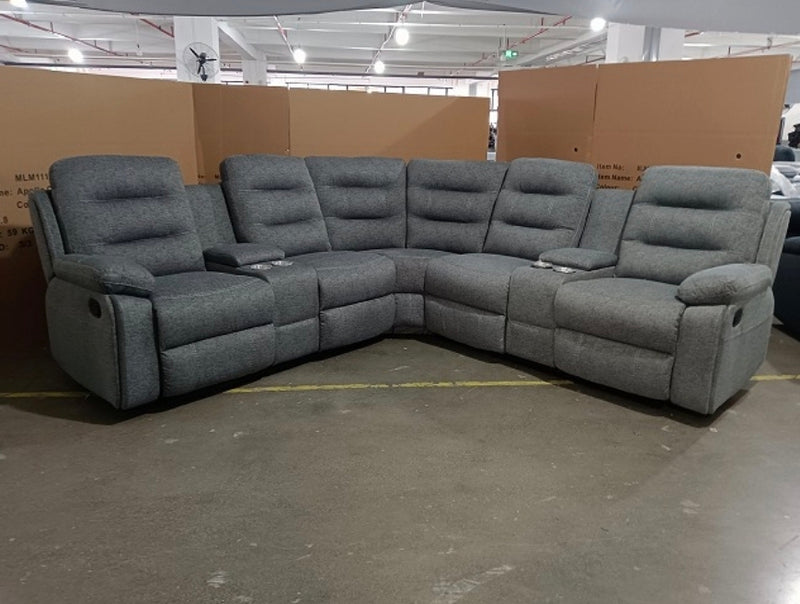 Valencia Light Grey Fabric Corner Recliner
