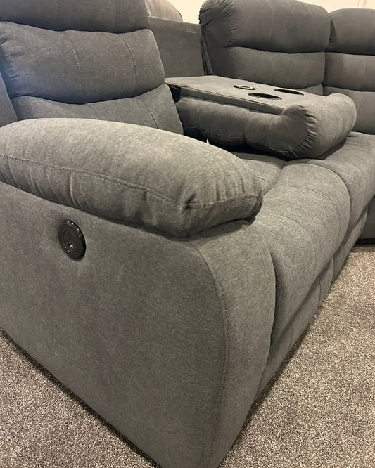 Vancouver Grey Fabric Electric Corner Recliner