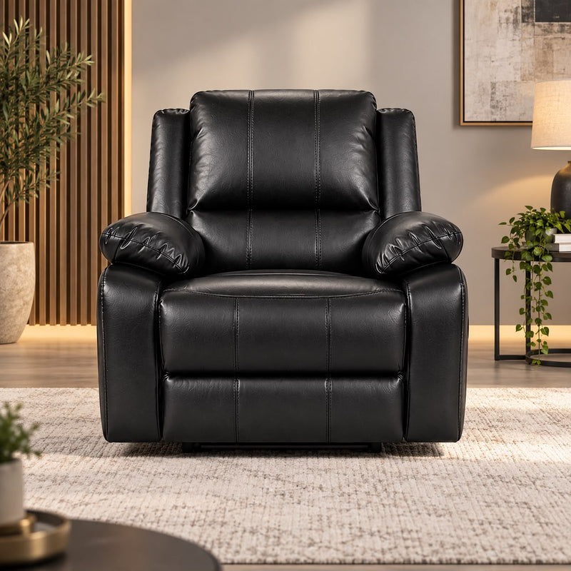 Black Titan Leather Recliner Sofa Range