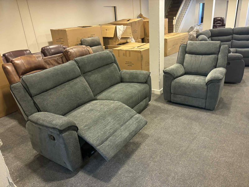 3+1+1 Darcy Grey Fabric Sofa Recliner Range