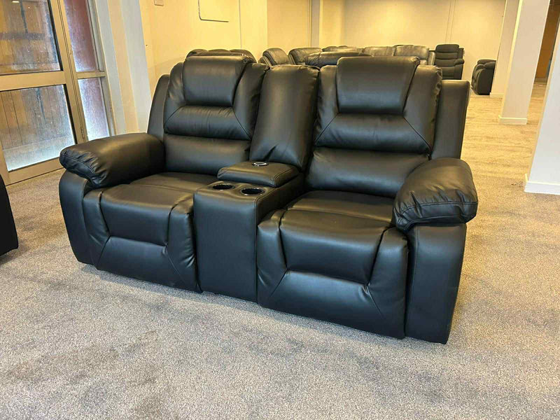 3+2 Black Leather Vancouver Electric Recliner Sofa