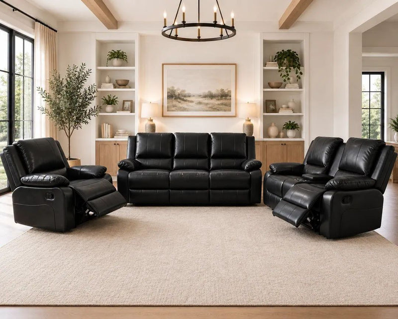 Black Titan Leather Recliner Sofa Range