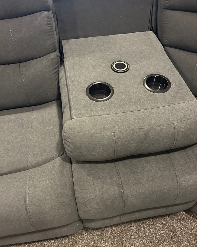 Vancouver Grey Fabric Electric Corner Recliner