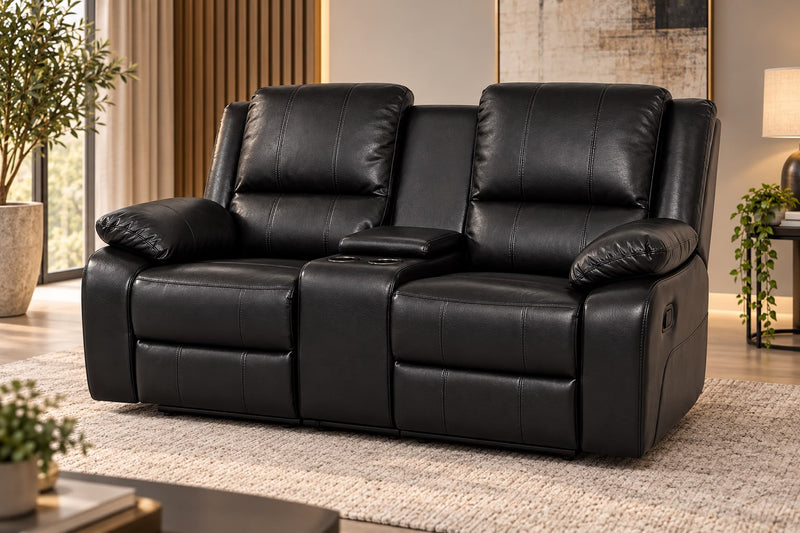 Black Titan Leather Recliner Sofa Range