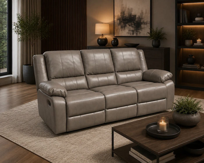 Grey Titan Leather Recliner Sofa Range