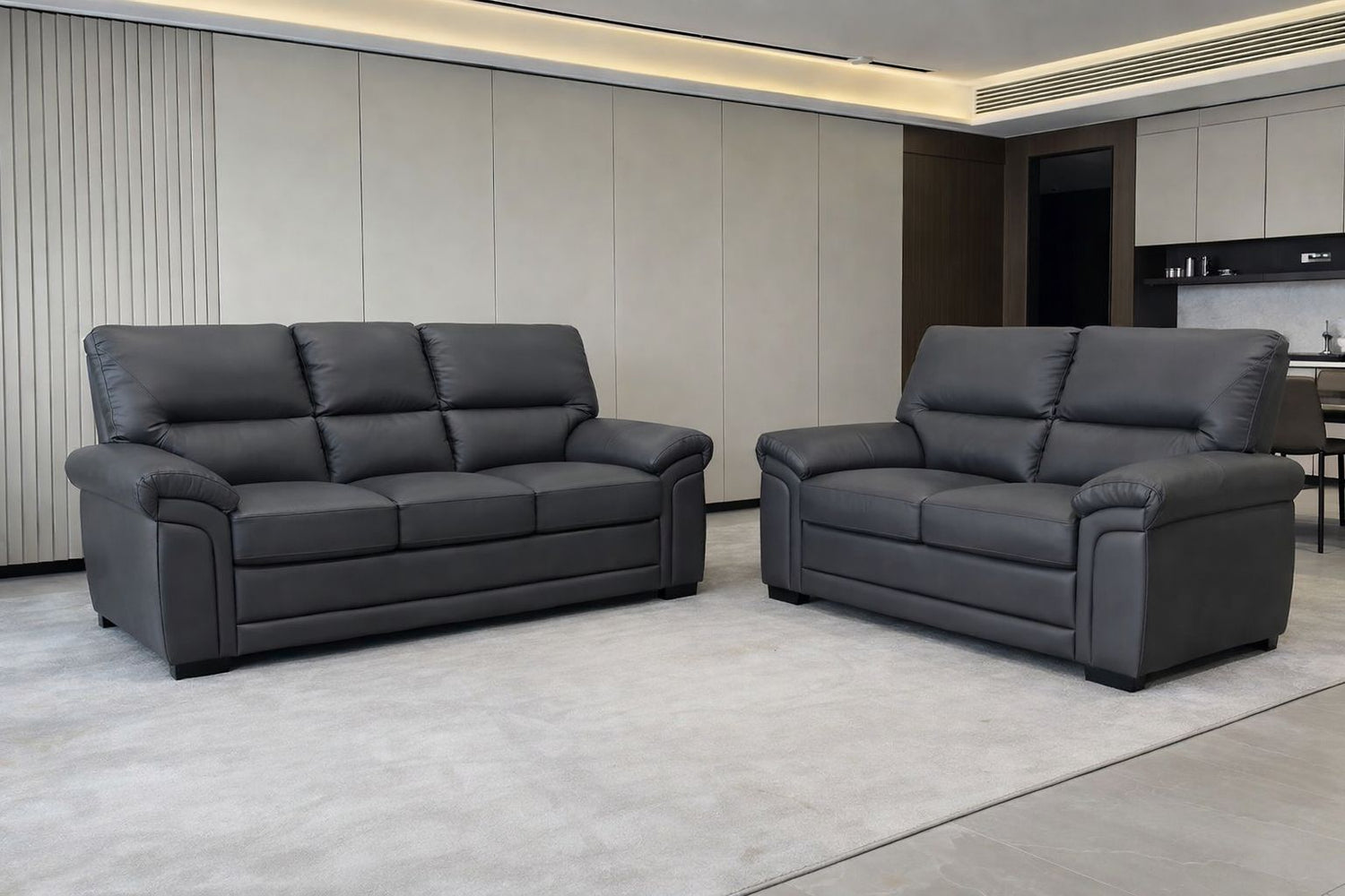 3+2 Bromley Grey Leather