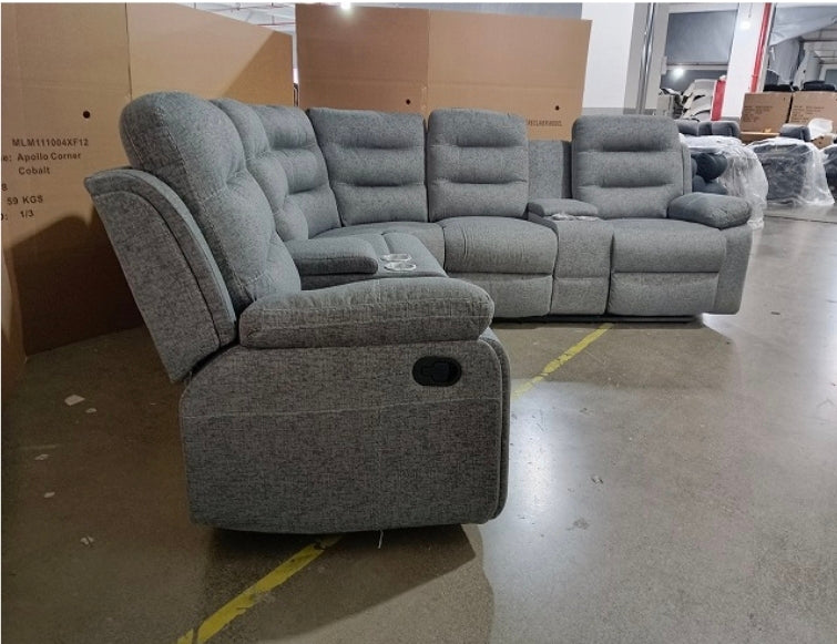 Valencia Light Grey Fabric Corner Recliner