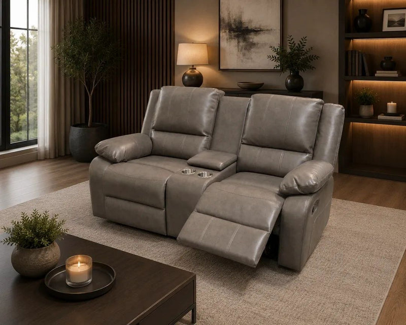 Grey Titan Leather Recliner Sofa Range