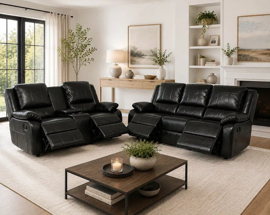 Black Titan Leather Recliner Sofa Range