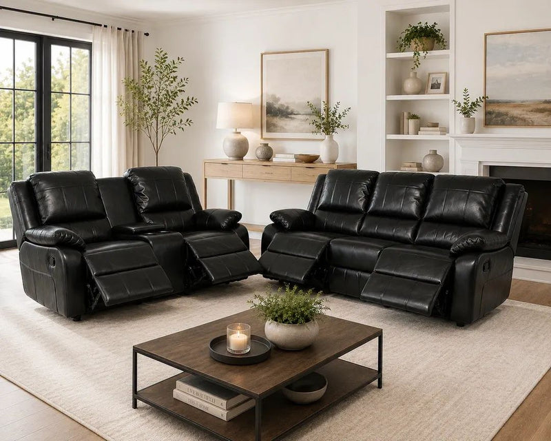 Black Titan Leather Recliner Sofa Range