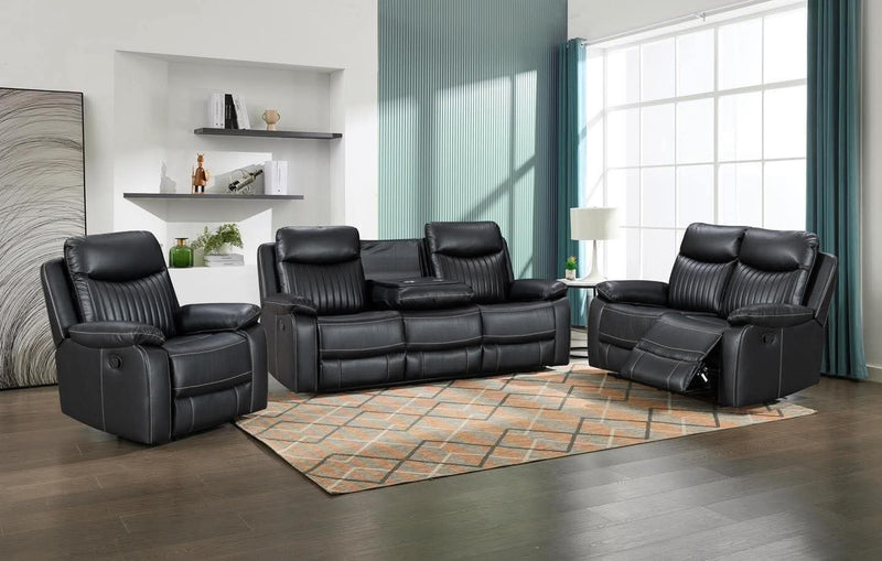 3+2 Barkley Black Leather Recliner Sofa Range