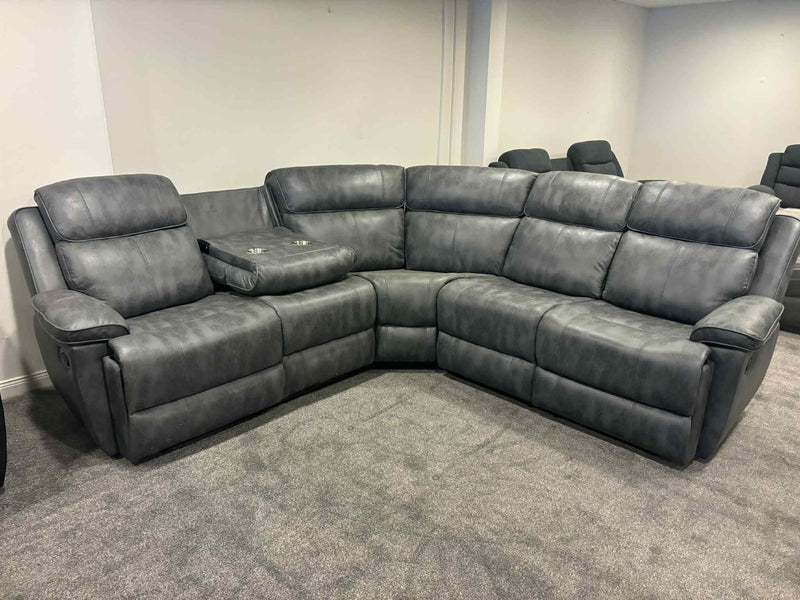 Dario Grey Fabric Suede Corner Recliner Sofa