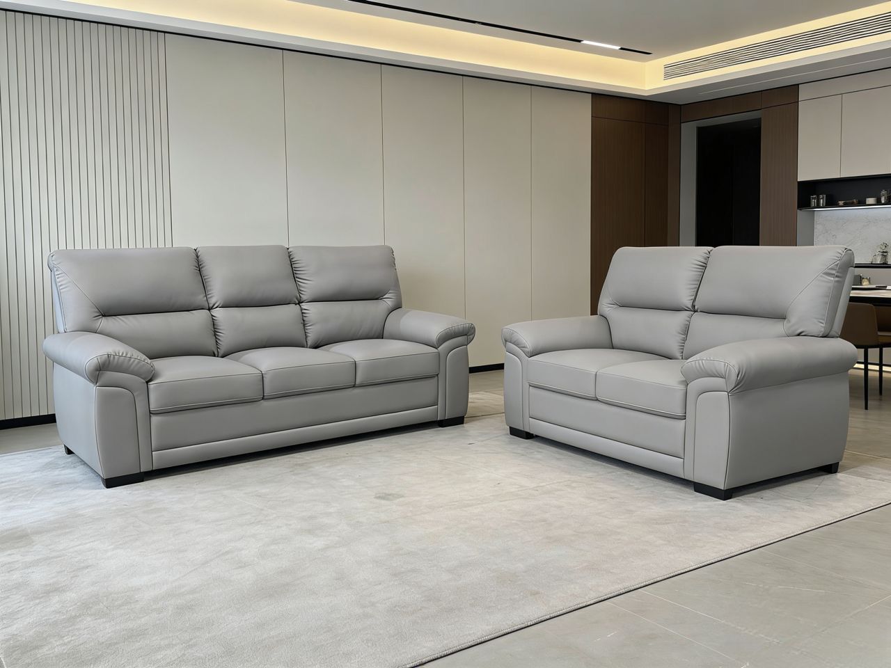 3+2 Bromley Light Grey Leather Sofa Range