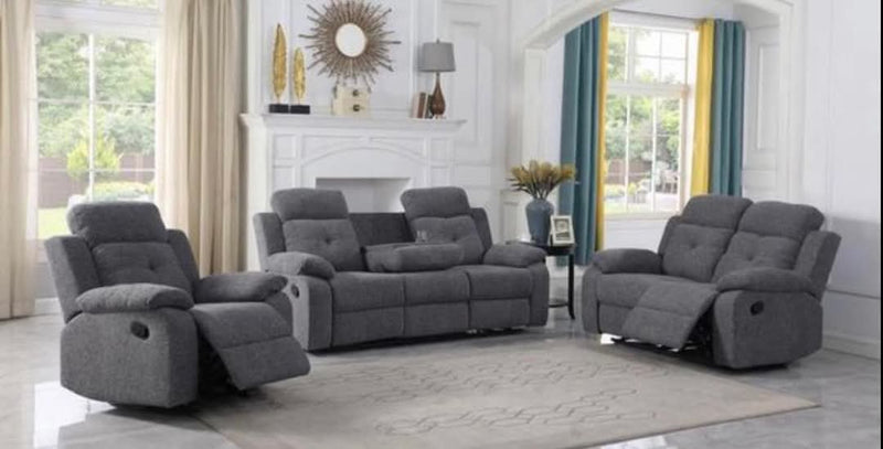 3+2 Belmont Grey Fabric Recliner Sofa Range