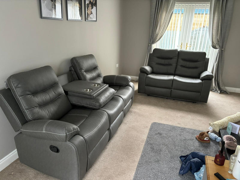 3+1+1 Meadow Grey Easy Clean Fabric Recliner Sofa Range