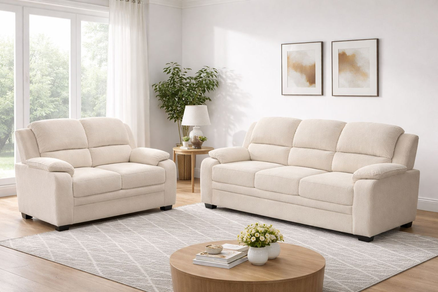 3+2 Tora Cream Fabric Sofa Range